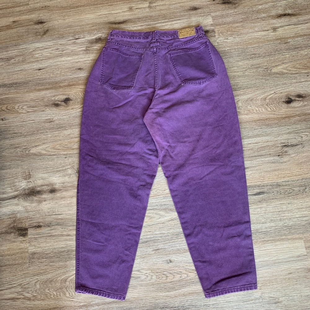 Vintage 80s Brittania Purple High Waisted Pleated Tapered Mom Jeans - 14x30